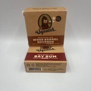 NEW Dr Squatch Men’s Natural Bar Soap Wooden Barrel Bourbon And Bay Rum Set Of 2